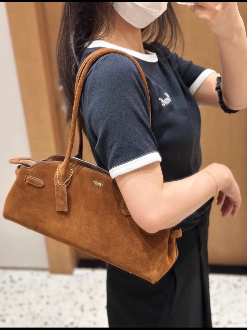Coach Cognac Suede Shoulder Bag